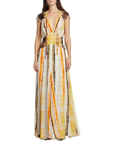 Silvia Tcherassi Marion Dyed Stripe Maxi Dress - Metallic