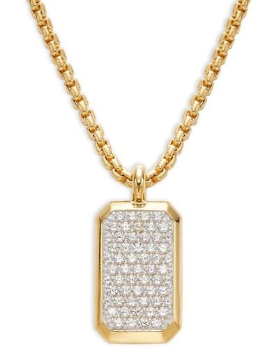 Effy 14k Yellow Goldplated Sterling Silver & White Sapphire Dog Tag Pendant Necklace - Metallic