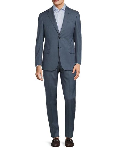 Armani Two Button Virgin Wool Suit - Blue