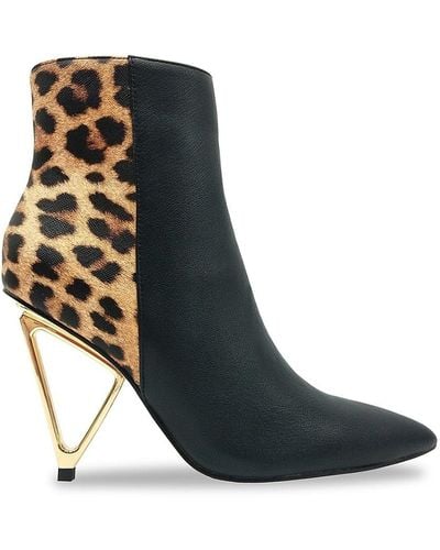 Lady Couture Gia Leopard Print Booties - Black