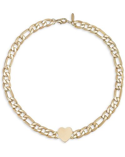 Ettika Goldtone Figaro Chain Heart Necklace - Metallic