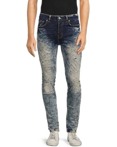Purple Brand High Rise Bleached & Distressed Jeans - Blue