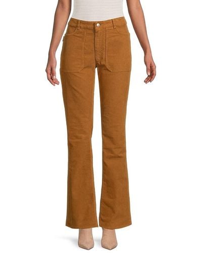 Zadig & Voltaire Flat Front Chambray Flared Pants - Brown