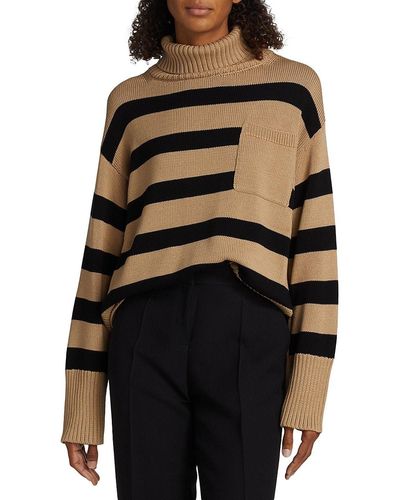 Lafayette 148 New York Cotton & Silk Striped Sweater - Black