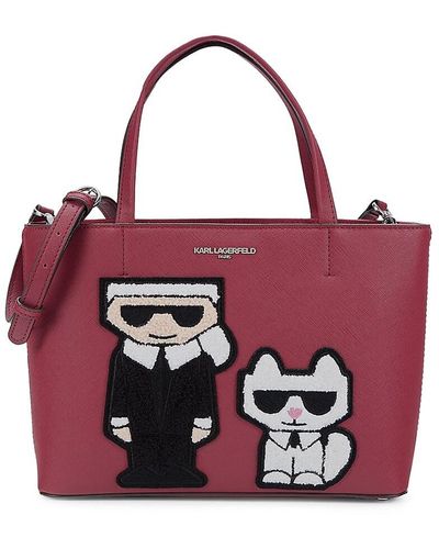 Karl Lagerfeld Maybelle Logo Leather Tote - Red