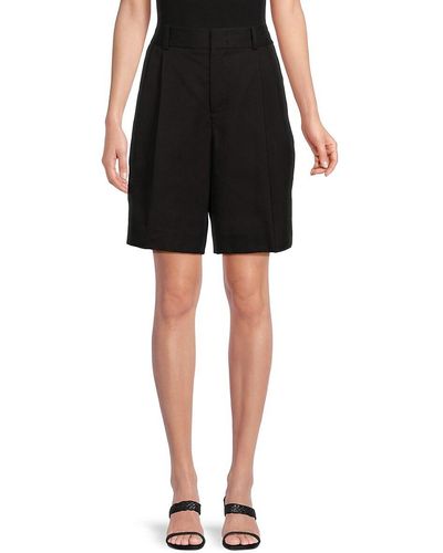 Vince High Rise Pleated Shorts - Black