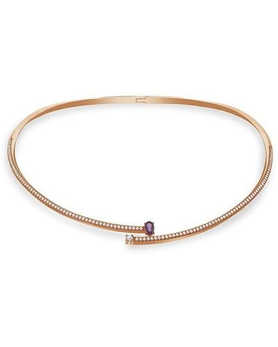 Hueb Spectrum 18k Rose Gold, 1.68 Tcw Diamond & Sapphire Cuff Bracelet - White