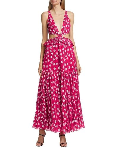 Rococo Sand Star Cut Out Tiered Maxi Dress - Pink