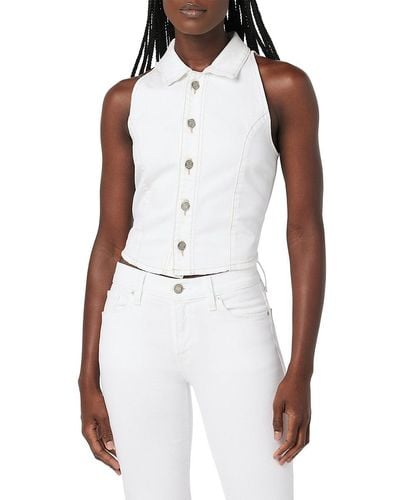 Hudson Jeans Sleeveless Denim Cropped Shirt - White