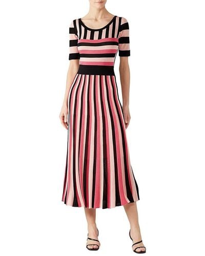 Temperley London Stripe Knit Midi A Line Dress - Red