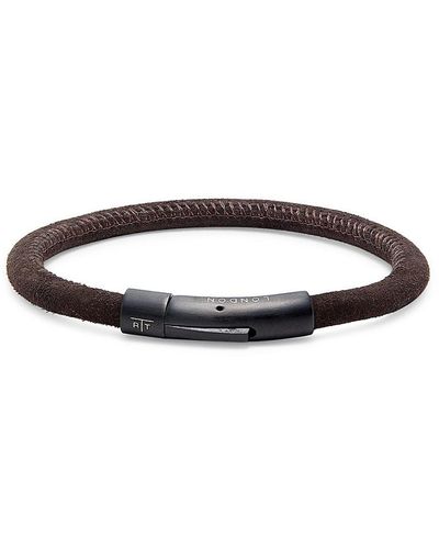 Tateossian Rt Suede & Ion Plated Black Stainless Steel Cord Bracelet