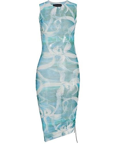 Louisa Ballou Heatwave Abstract Ruched Mini Dress - Blue