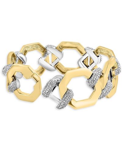Effy 14k Two Tone Gold & 3.02 Tcw Diamond Link Bracelet - Metallic