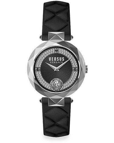 Versus Covent Garden 36mm Stainless Steel, Crystal & Leather Strap Watch - Black