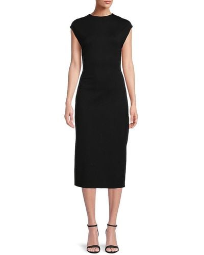 Calvin Klein Cap Sleeve Midi Sheath Dress - Black