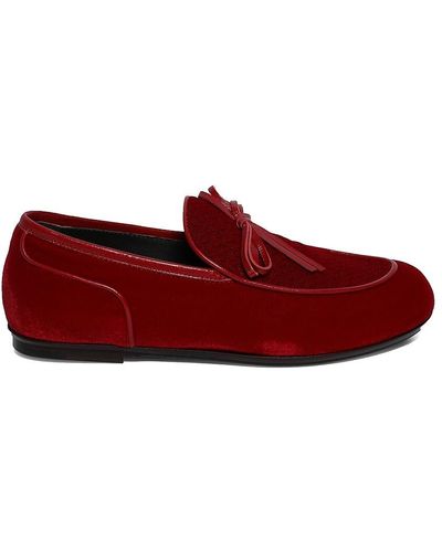 Bottega Veneta Velvet Belgian Loafers - Red