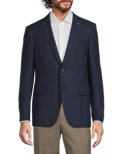 John Varvatos Bleecker Textured Wool Blazer - Blue