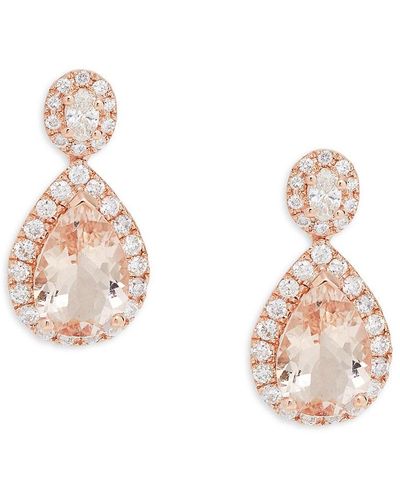 Effy 14k Rose Gold, Morganite & Diamond Drop Earrings - Natural