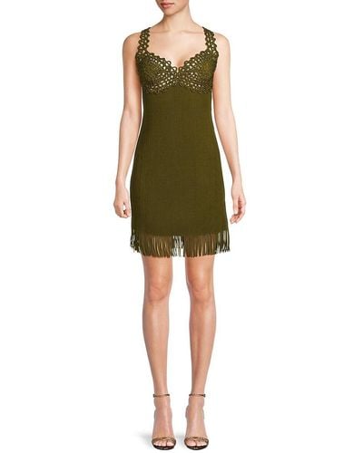 Proenza Schouler 'Embroidered Trim Knit Mini Dress - Green