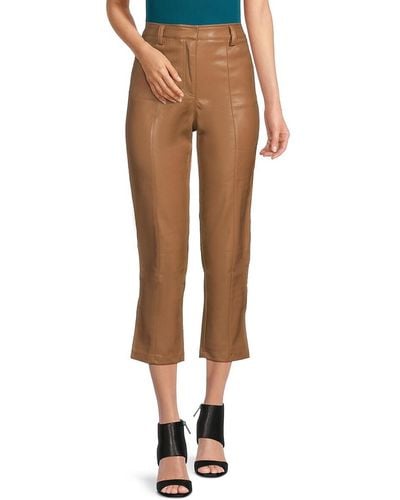 LBLC The Label Jen Faux Leather Cropped Trousers - Natural