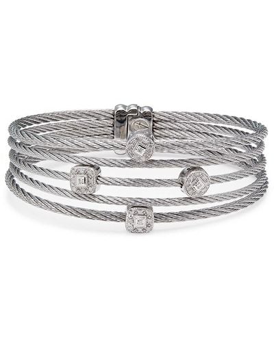 Alor Classique 14K, Stainless Steel & 0.19 Tcw Diamond Cable Bracelet - Gray