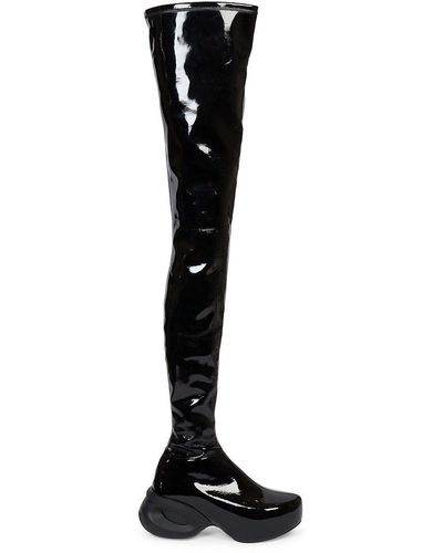 Givenchy Latex Over Knee Platform Boots - Black