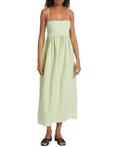 Vince Bow Pleated Maxi Dress - Green