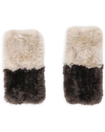 Pologeorgis Knitted 2-tone Shearling Fingerless Gloves - Black
