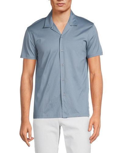 Reiss Caspa Solid Camp Shirt - Blue