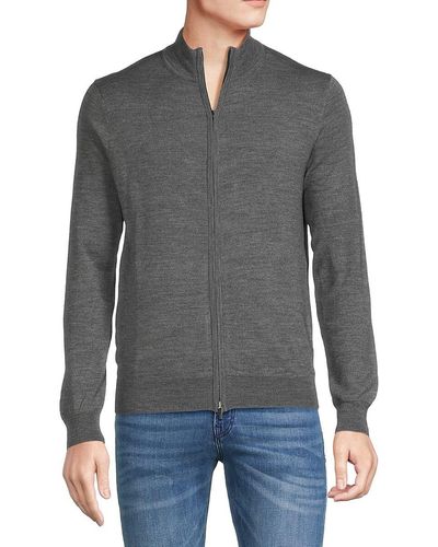 Saks Fifth Avenue Saks Fifth Avenue Essential Merino Wool Blend Full Zip Caridgan - Blue