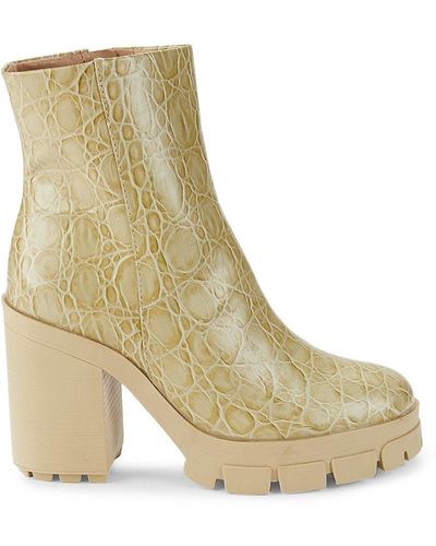 SCHUTZ SHOES Gwendoline Croc-embossed Leather Ankle Boots - Natural