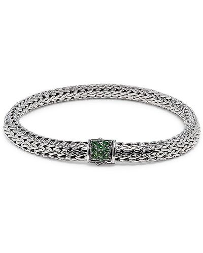 John Hardy Sterling Silver & Tsavorite Chain Bracelet - Metallic