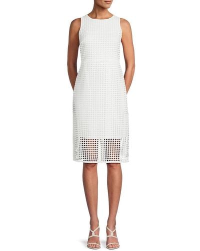 DKNY Grid Lace Sheath Dress - White