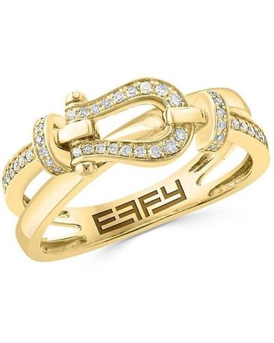 Effy 14k Yellow Gold & 0.19 Tcw Diamond Bit Ring - Metallic