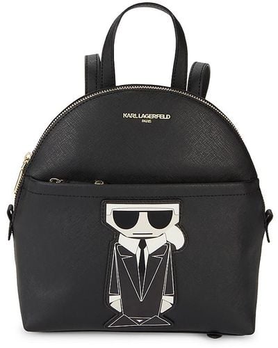 Karl Lagerfeld Maybelle Logo Faux Leather Backpack - Black