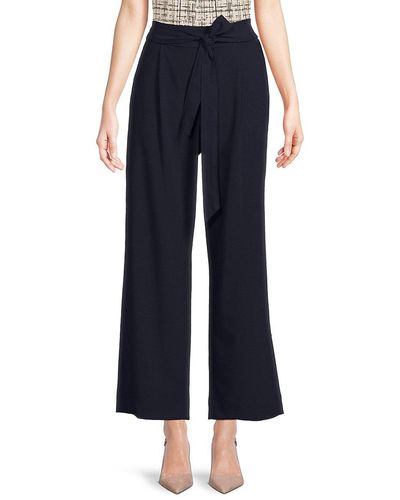 Tommy Hilfiger Belted Wide Leg Crepe Trousers - Blue