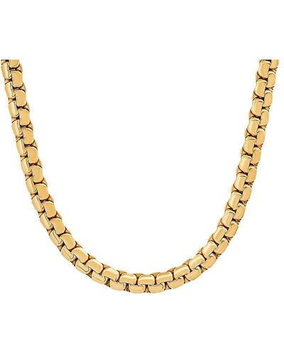 Anthony Jacobs 18k Gold Plated Stainless Steel Flat Box Chain Necklace - Metallic