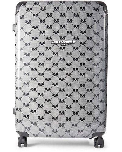 Karl Lagerfeld 28 Inch Diamond Monogram Spinner Suitcase - Gray