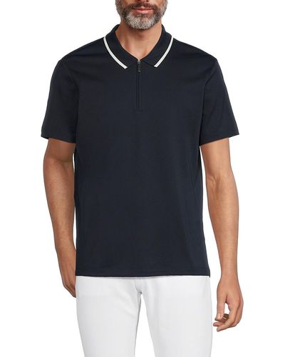 Perry Ellis Solid Zip Polo - Red