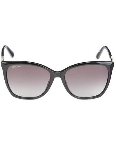 Swarovski 55mm Faux Crystal Cat Eye Sunglasses - Black
