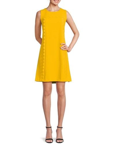 Karl Lagerfeld Scuba Scalloped Shift Dress - Yellow