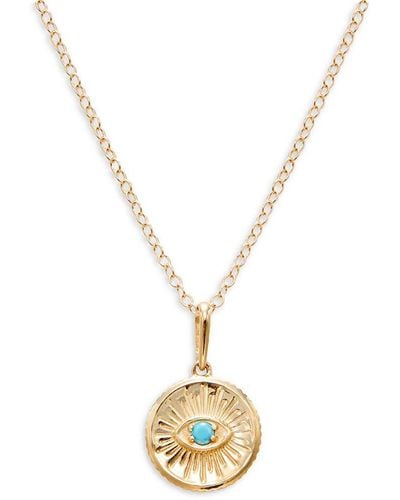 Saks Fifth Avenue 14k Yellow Gold & Turquoise Evil Eye Pendant Necklace - Metallic