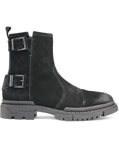 Karl Lagerfeld Lug Sole Suede Engineer Boots - Black