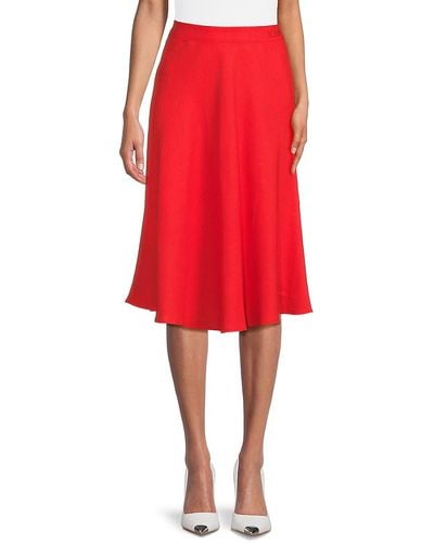 Karl Lagerfeld Linen Blend A Line Skirt - Red