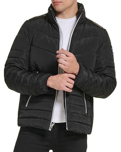 Kenneth Cole Channel Quilted Puffer Jacket - Black