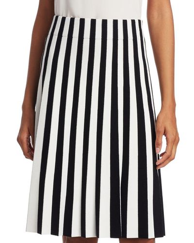 Akris Punto Stripe Pleated Skirt - Black