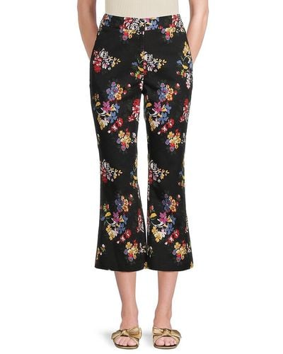 Adam Lippes Kennedy Floral Cropped Flare Trousers - Black