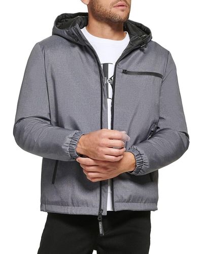 Calvin Klein Logo Hooded Jacket - Grey