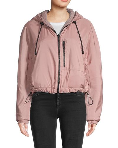 ELEVEN PARIS Reversible Faux Shearling Hooded Jacket - Pink