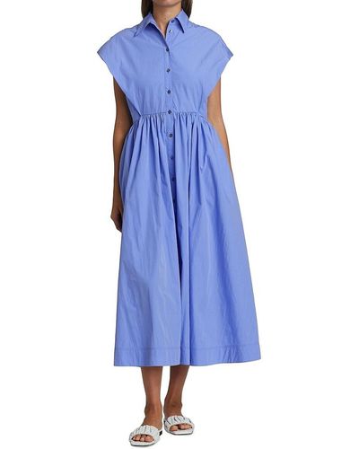 Co. Solid Midi Shirt Dress - Blue